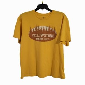 Yellowstone Graphic T-Shirt Yellow Cotton Tee Men's Size Large Short Sleeve